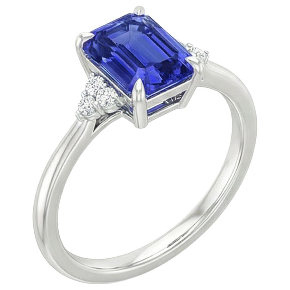 Engagement Ring With Accents Ceylon Sapphire & Natural Earth Mined Diamond ( Not Lab Grown ) 3.50 Carats