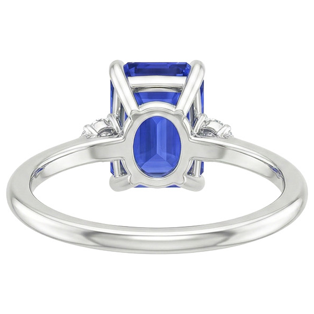 Engagement Ring With Accents Ceylon Sapphire & Natural Earth Mined Diamond ( Not Lab Grown ) 3.50 Carats