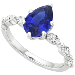 Natural Sapphire Ring 3.75ct - White Gold 14K