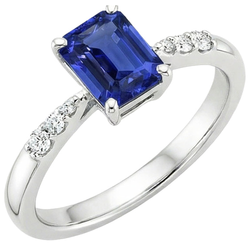 Natural Sapphire Ring 3.50ct - White Gold 14K