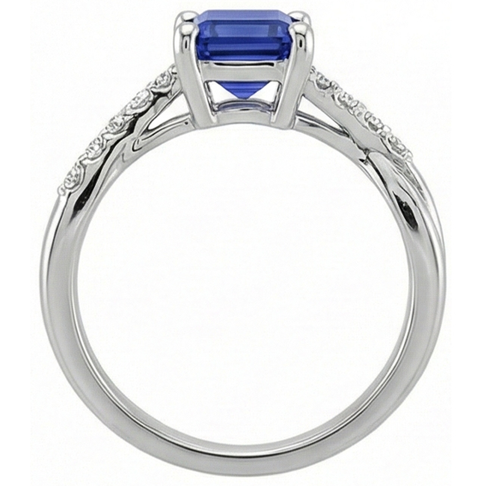 Engagement Ring with Side Stones Blue Sapphire & Natural Earth Mined Diamond ( Not Lab Grown ) 3.25 Carats