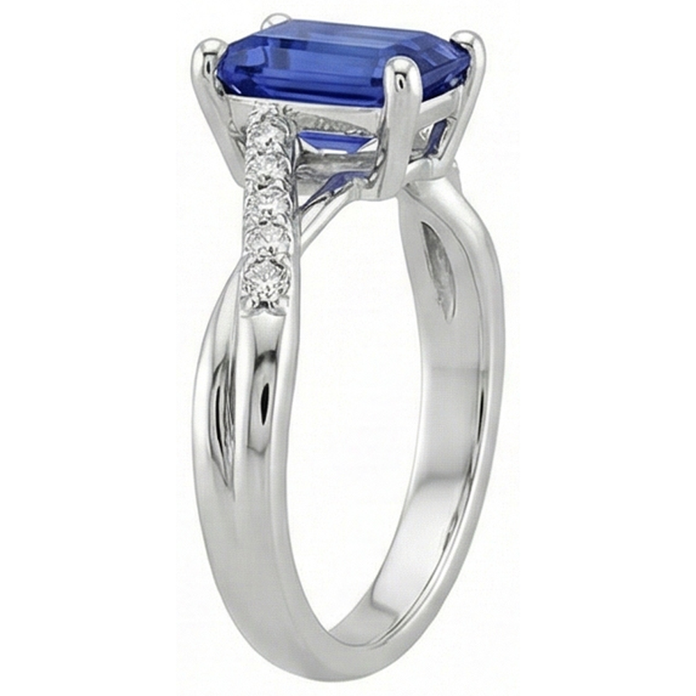 Engagement Ring with Side Stones Blue Sapphire & Natural Earth Mined Diamond ( Not Lab Grown ) 3.25 Carats