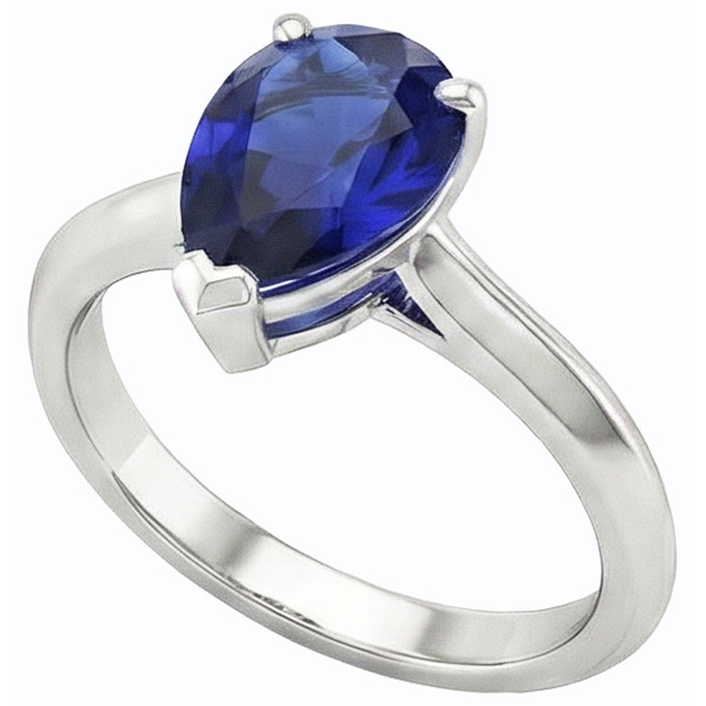 natural pear sapphire 2ct ring side angle