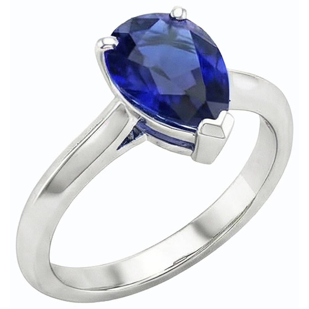 natural pear sapphire 2ct ring close up detail