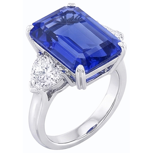 natural emerald sapphire 3.50ct ring front view