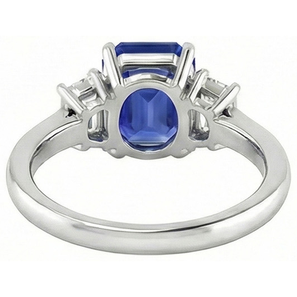 Engagement Three Stone Ring Emerald Sri Lankan Sapphire 2.50 Carats