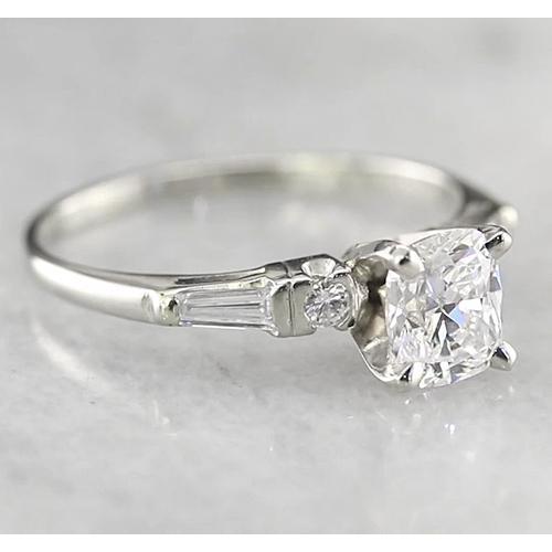 Engagement Cushion Genuine Diamond Ring 1.70 Carats White Gold 14K