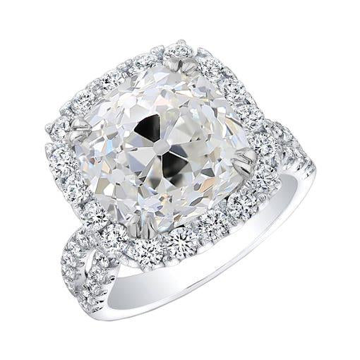 Engagement Halo Ring Old Cut Cushion Natural Diamond 5.50 Carats