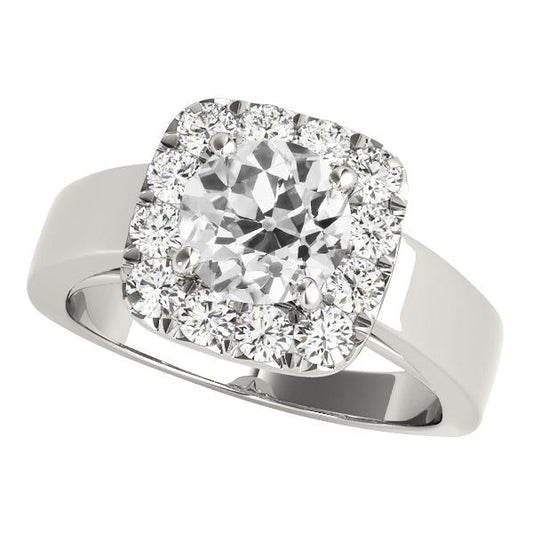 Engagement Halo Round Old Mine Cut Genuine Diamond Ring Jewelry 4.50 Carats