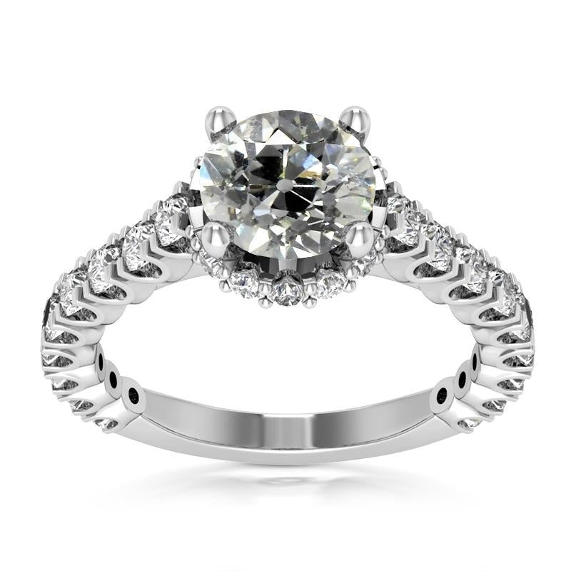 Engagement Real Old Cut Round Diamond Ring 5.75 Carats Ladies Jewelry