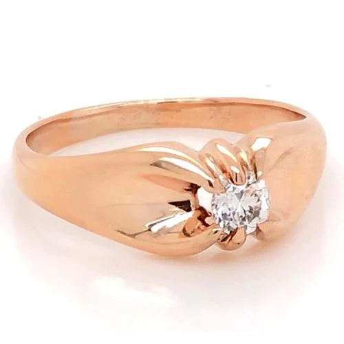 Engagement Ring 1 Carat Real Diamond Claw Prong Setting Yellow Gold 14K