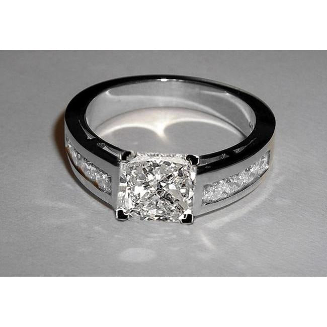 Engagement Ring 2.25 Carats Real Princess Diamond White Gold New