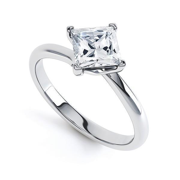 Engagement Ring 2.25 Ct Solitaire Princess Natural Diamond White Gold 14K