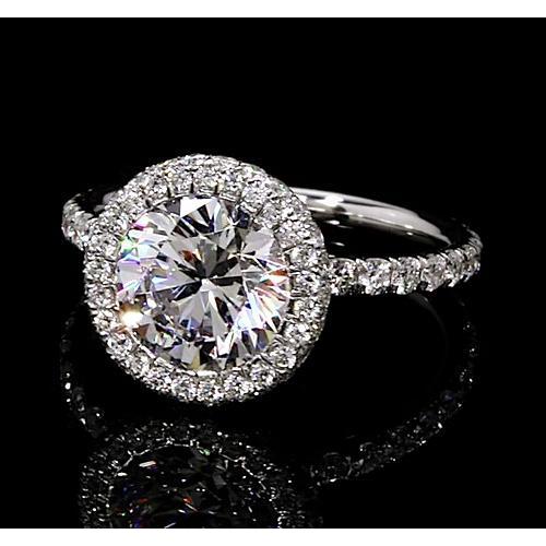 Engagement Ring 7 Carats Halo Round RealDiamonds Jewelry
