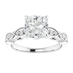 Engagement Ring Cushion Old Cut Real Diamond Infinity Style 6.50 Carats