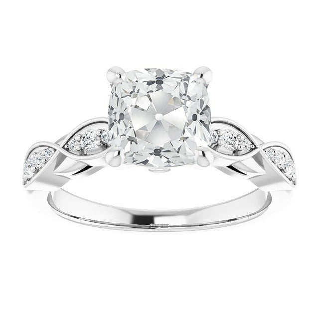 Engagement Ring Cushion Old Cut Real Diamond Infinity Style 6.50 Carats