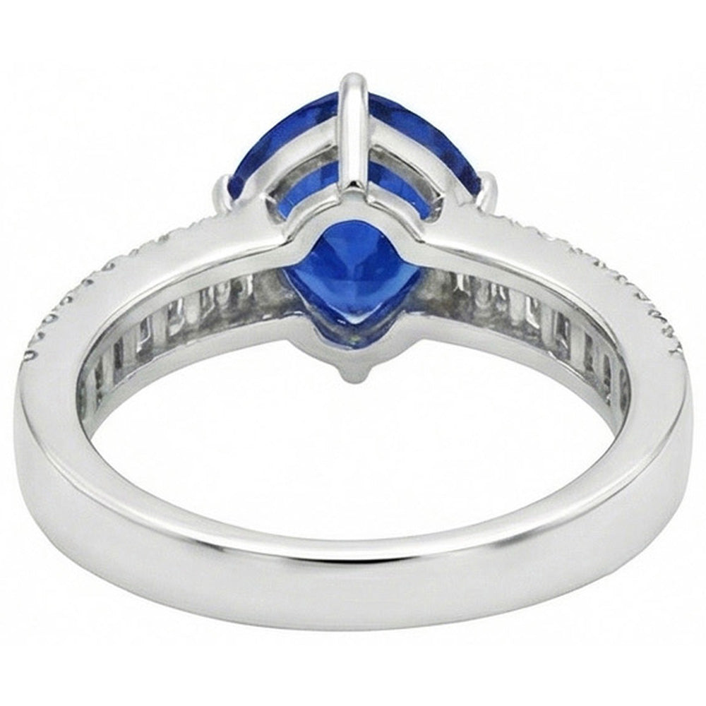 Engagement Ring Gemstone Blue Sapphire & Natural Earth Mined Diamond ( Not Lab Grown ) s 4 Carats New