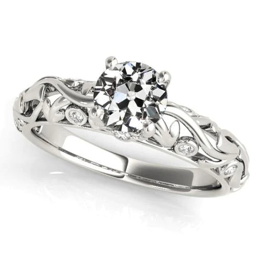 Engagement Ring Old Cut Genuine Diamond Vintage Style 2.50 Carats