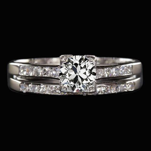 Engagement Ring Old Cut Genuine Diamond White Gold Split Shank 2.50 Carats