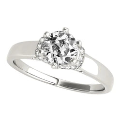 Engagement Ring Old Mine Cut Real Diamond 6 Prong Set 2.75 Carats