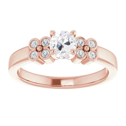 Engagement Ring Old Miner Real Diamond Floral Style 3.50 Carats Prong Set