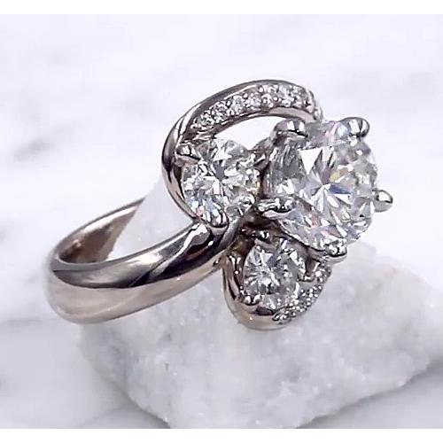 Engagement Ring Real Diamond Split Shank 3.50 Carats White Gold 