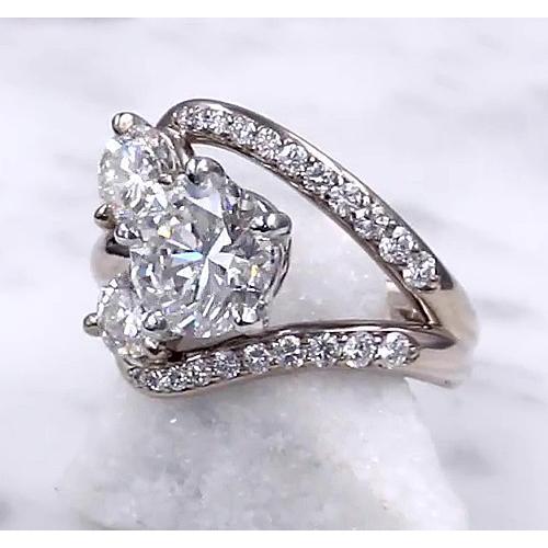 Engagement Ring Real Diamond Split Shank 3.50 Carats 14K