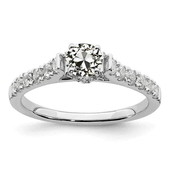 Engagement Ring Round Old Miner Genuine Diamond White Gold 3.75 Carats