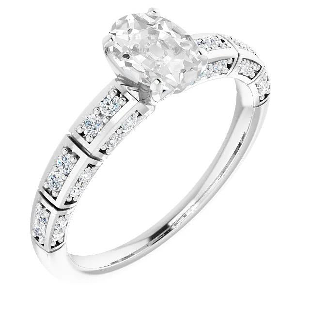 Engagement Ring Round & Oval Old Miner  Natural Diamond 5 Carats Unique Style