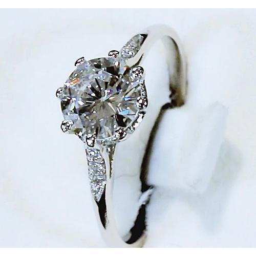 Engagement Ring Three Stone Round Natural Diamond White Gold