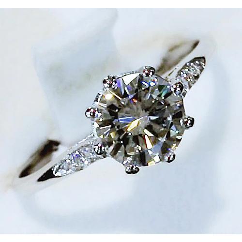 Engagement Ring Three Stone Round Natural Diamond 3 Carats White Gold