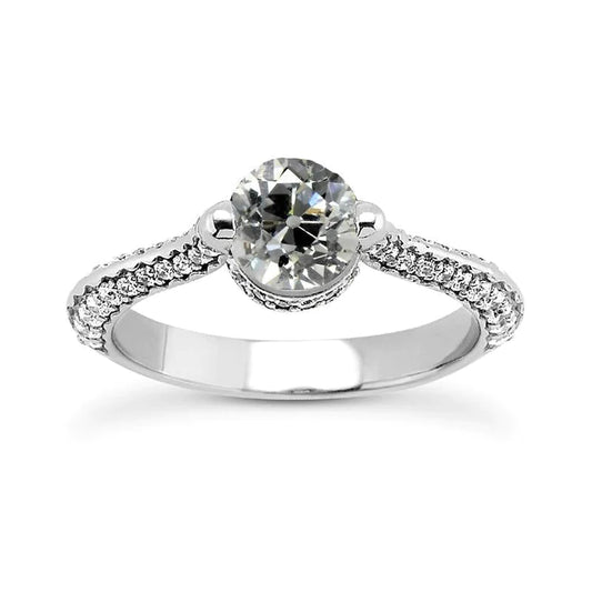 Engagement Ring With Accents Old Mine Cut Real Diamond 4.75 Carats