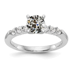 Engagement Ring With Accents Round Old Cut Real Natural Earth Mined Diamond 2.50 Carats