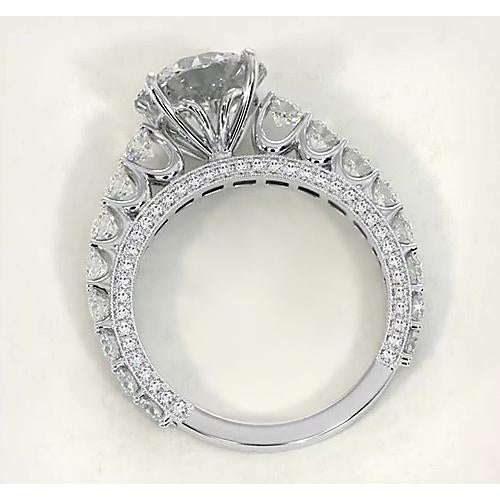 Engagement Round Real Diamond Ring 3.80 Carats Jewelry White Gold 14K