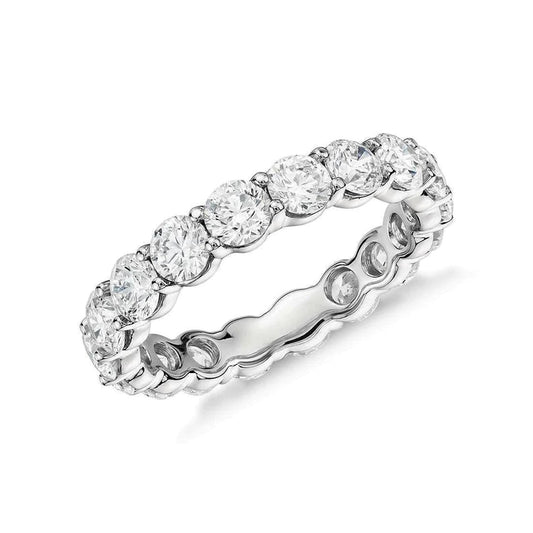 Engagement Band 3.60 Carats Round Lab Grown Diamonds White Gold 14K