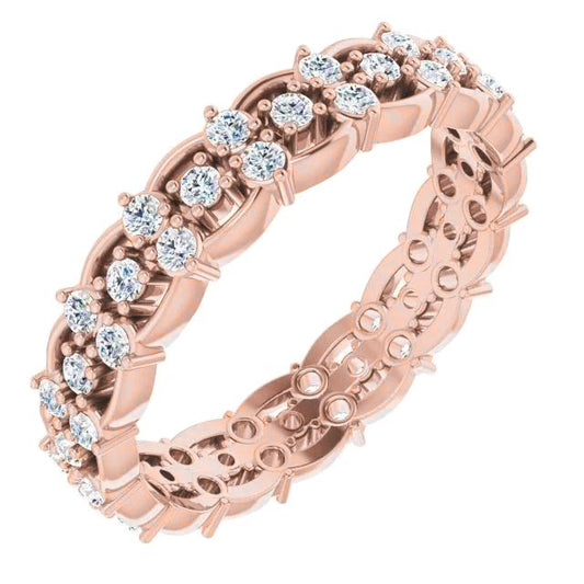Eternity Wedding Band 1.50 Carats Round Real Diamond Rose Gold Jewelry