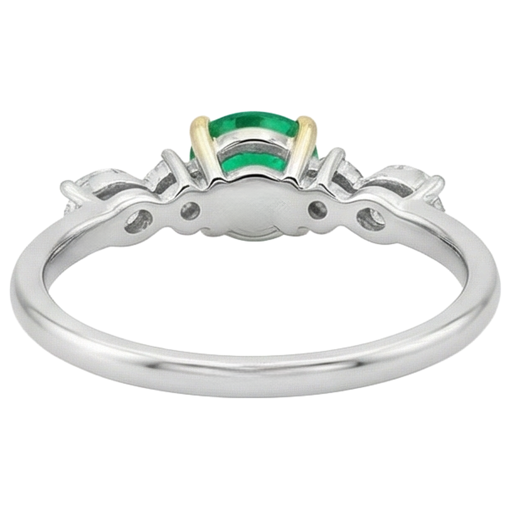 Round Cut Fine Emerald ring in Two-Tone 14K Gold – back view