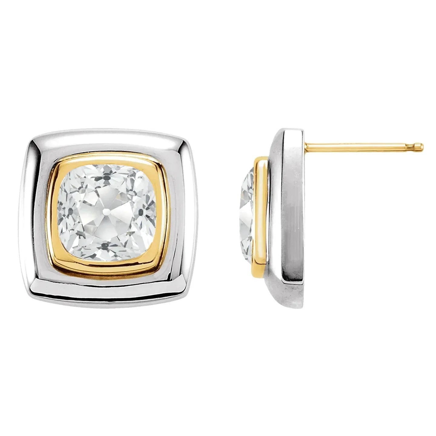 Cushion Brilliant Diamond ring in Two-Tone 14K Gold – front view