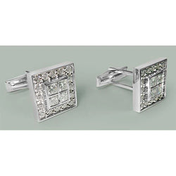 Extra Large Cuff Links 2 Cm X 2 Cm 8 Ct Natural Earth Mined Diamond Wg Men's Accessories