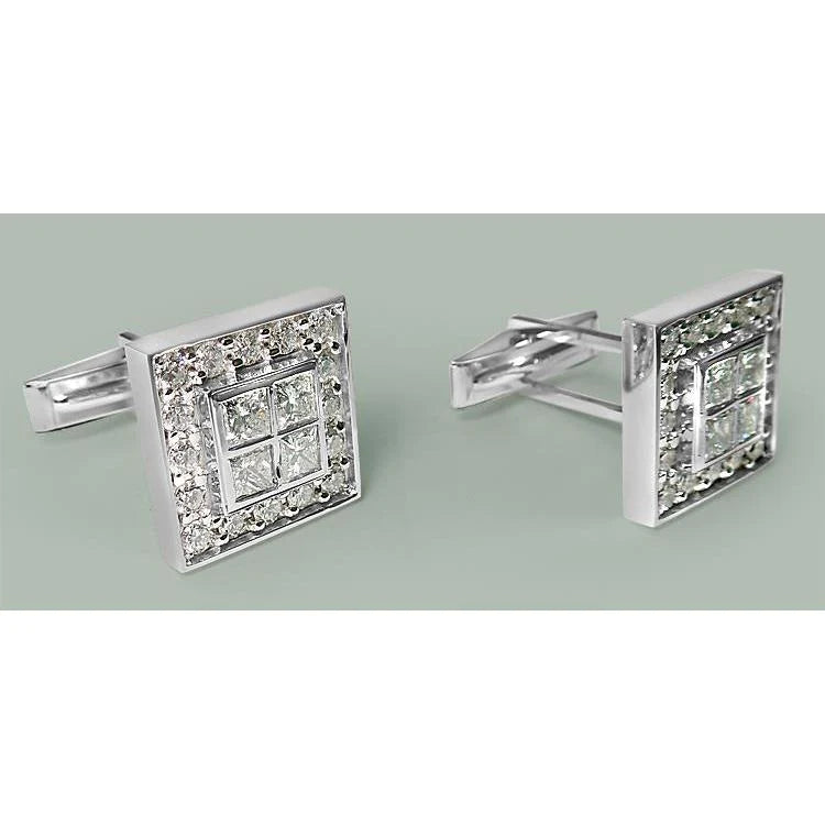 Extra Large Cuff Links 2 Cm X 2 Cm 8 Ct Natural Diamond Wg Men's Accessories