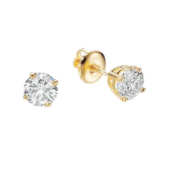 F Vs1 2.50 Carats Sparkling Real Natural Earth Mined Diamonds Studs Earrings 14K Yellow Gold