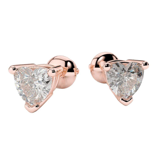 F Vs1 Heart Shape 4.00 Carats Genuine Diamonds Lady Studs Earrings Rg 14K