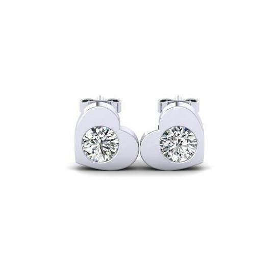 F Vs1 Round Cut 2.50 Ct Genuine Diamonds Heart Shape Studs Earring
