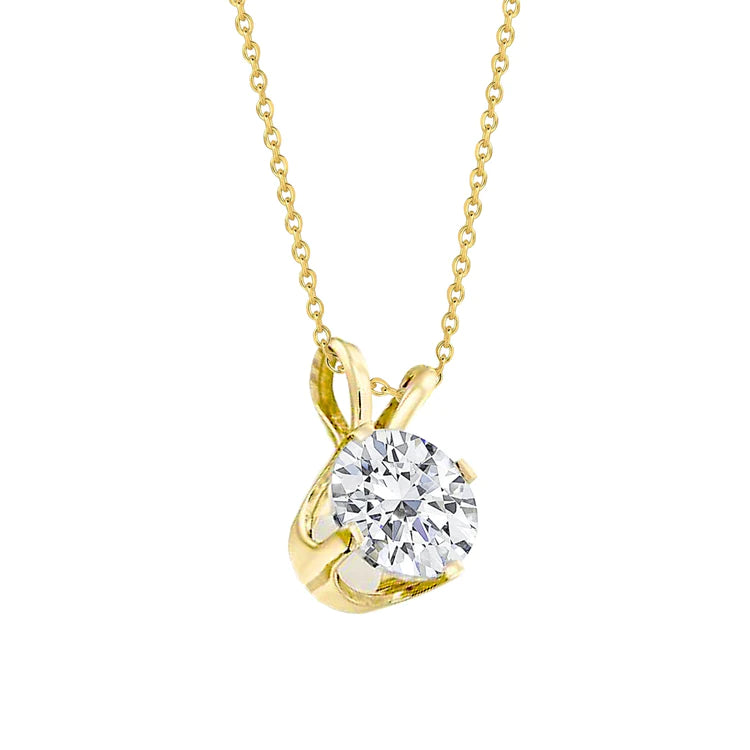 F Vs1 Solitaire 1.75 Carat Natural Diamond Pendant Necklace Yellow Gold 14K