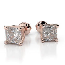 F Vs1 Sparkling 3.50 Ct Real Diamonds Lady Studs Earrings Rose Gold 14K