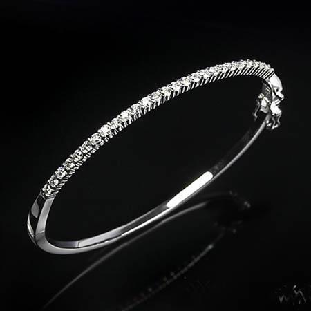 F Vs2 Round Prong Set 3.60 Carats Genuine Diamond Bangle