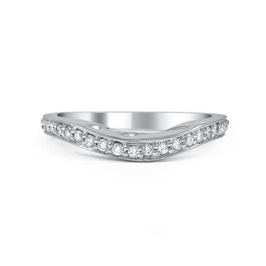 F Vvs1 2.1 Ct Real Round Cut Diamond Wedding Band 14K White Gold