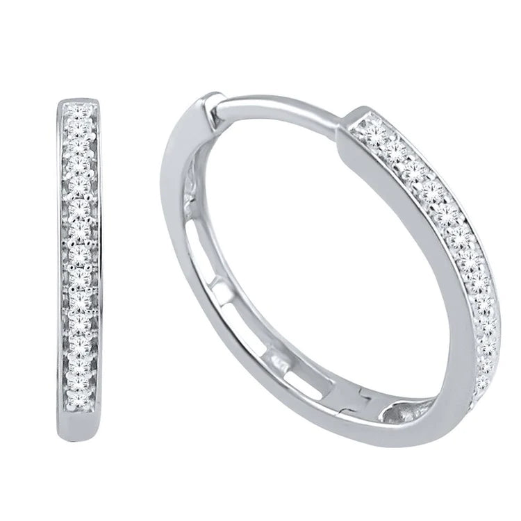 F Vvs1 2.1 Ct Round Cut Natural Diamond Hoop Earrings 14K White Gold