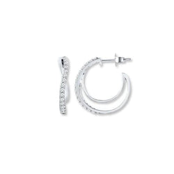 F Vvs1 2.40 Ct Round Cut Genuine Diamond Lady Hoop Earring