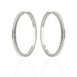 F Vvs1 2.70 Carats Round Cut Real Diamonds Hoop Earrings Gold White 14K